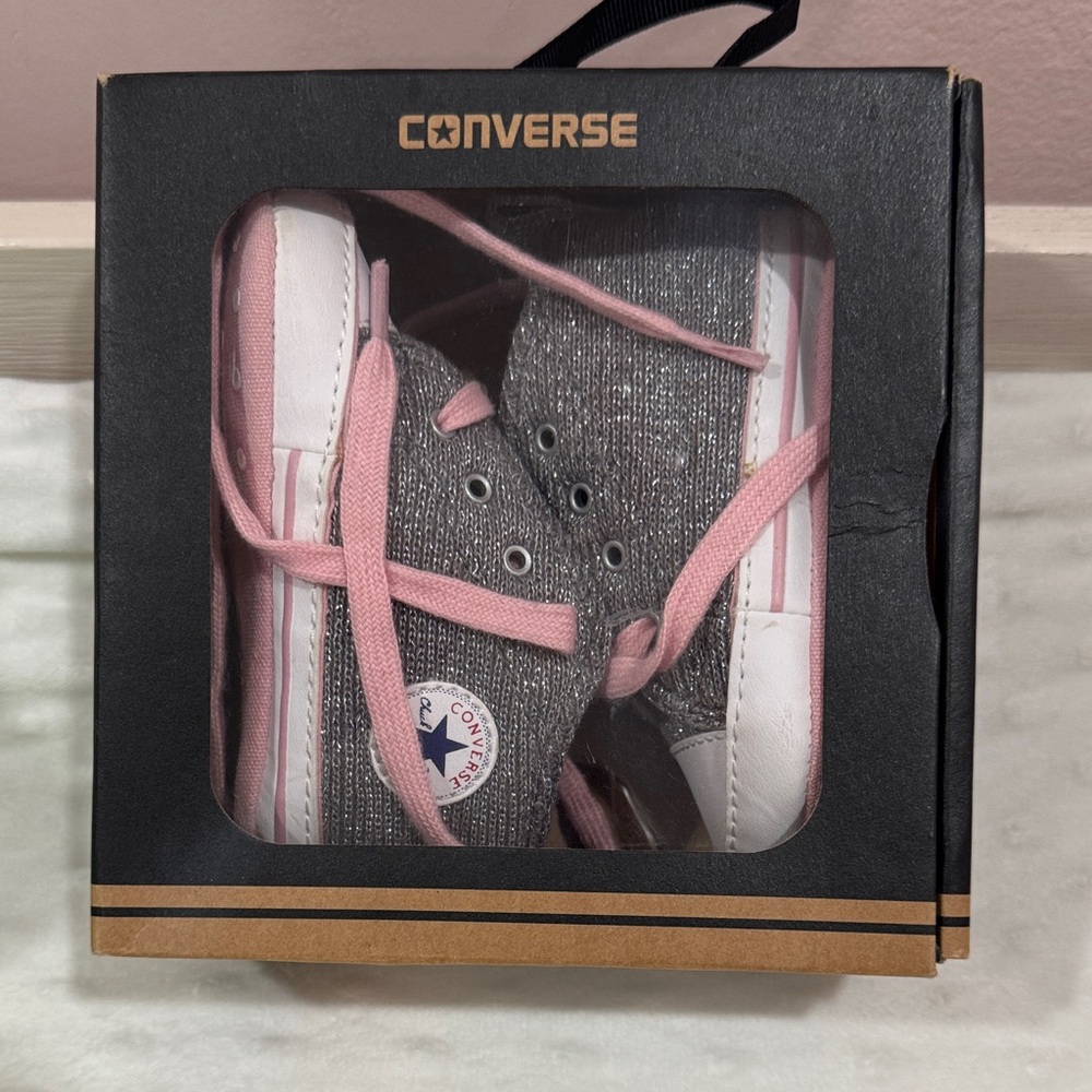 Converse Infant Sneakers in Gray and Pink